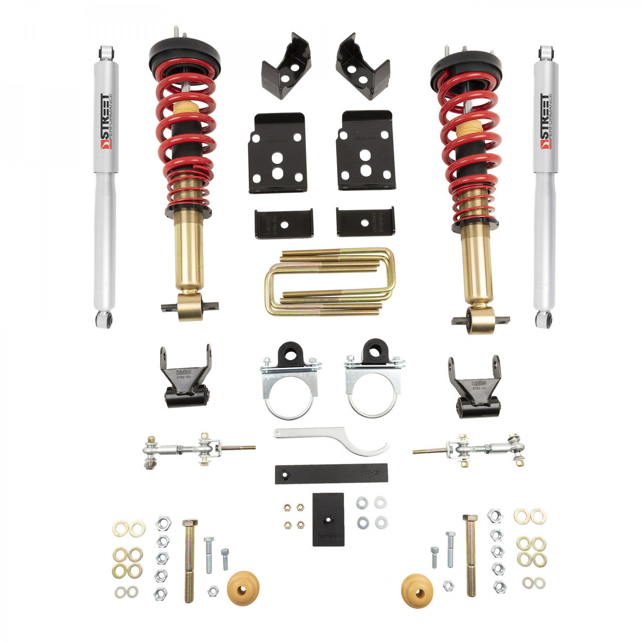 2015-2020 Ford F150 2wd/4wd -1" to -3" F / -5.5" R Lowering Kit w/ Adjustable Coilovers - Belltech 1000SPC