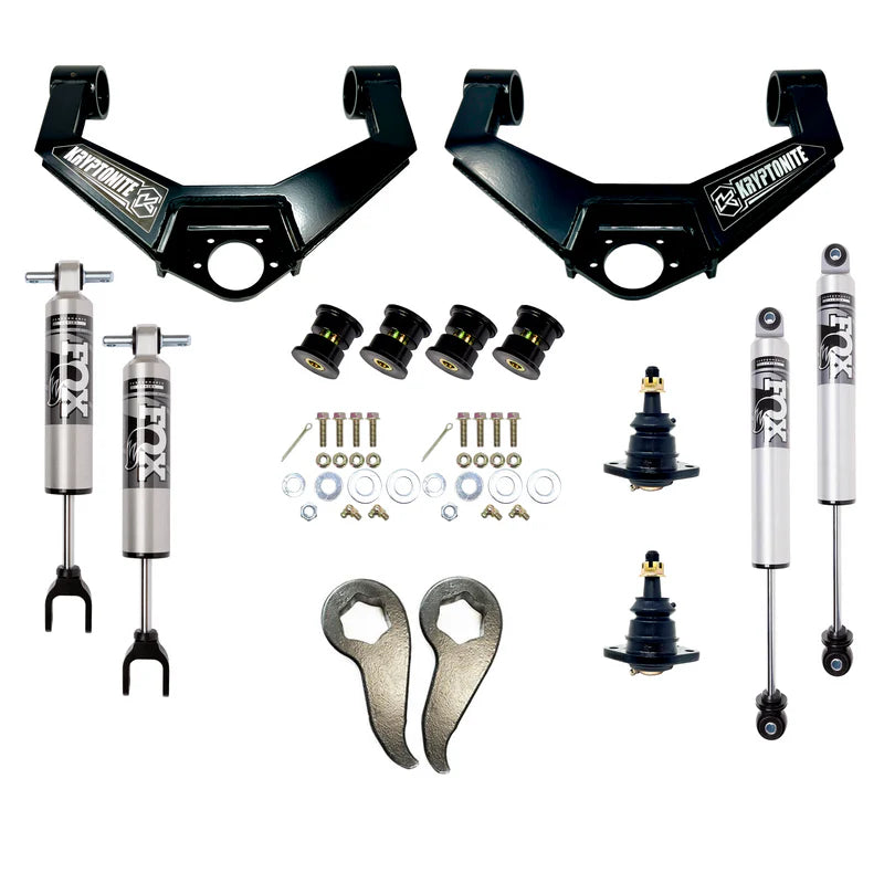 KRYPTONITE STAGE 4 LEVELING KIT WITH FOX 2.5 HTO SHOCKS FOR 2011–2019 CHEVY/GMC 2500HD/3500HD