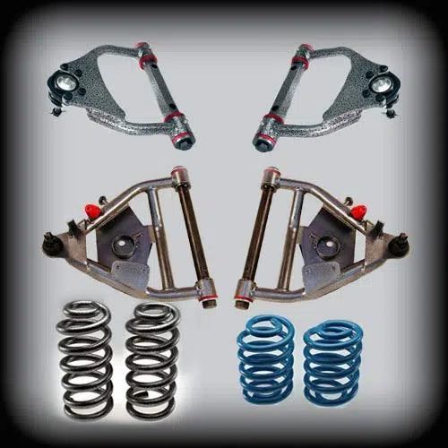 1963-1972 C10 with Coil Spring Rear & Drum Brakes 5 inch Front / 5 inch Rear Complete Lowering Kit with Upper Control Arms