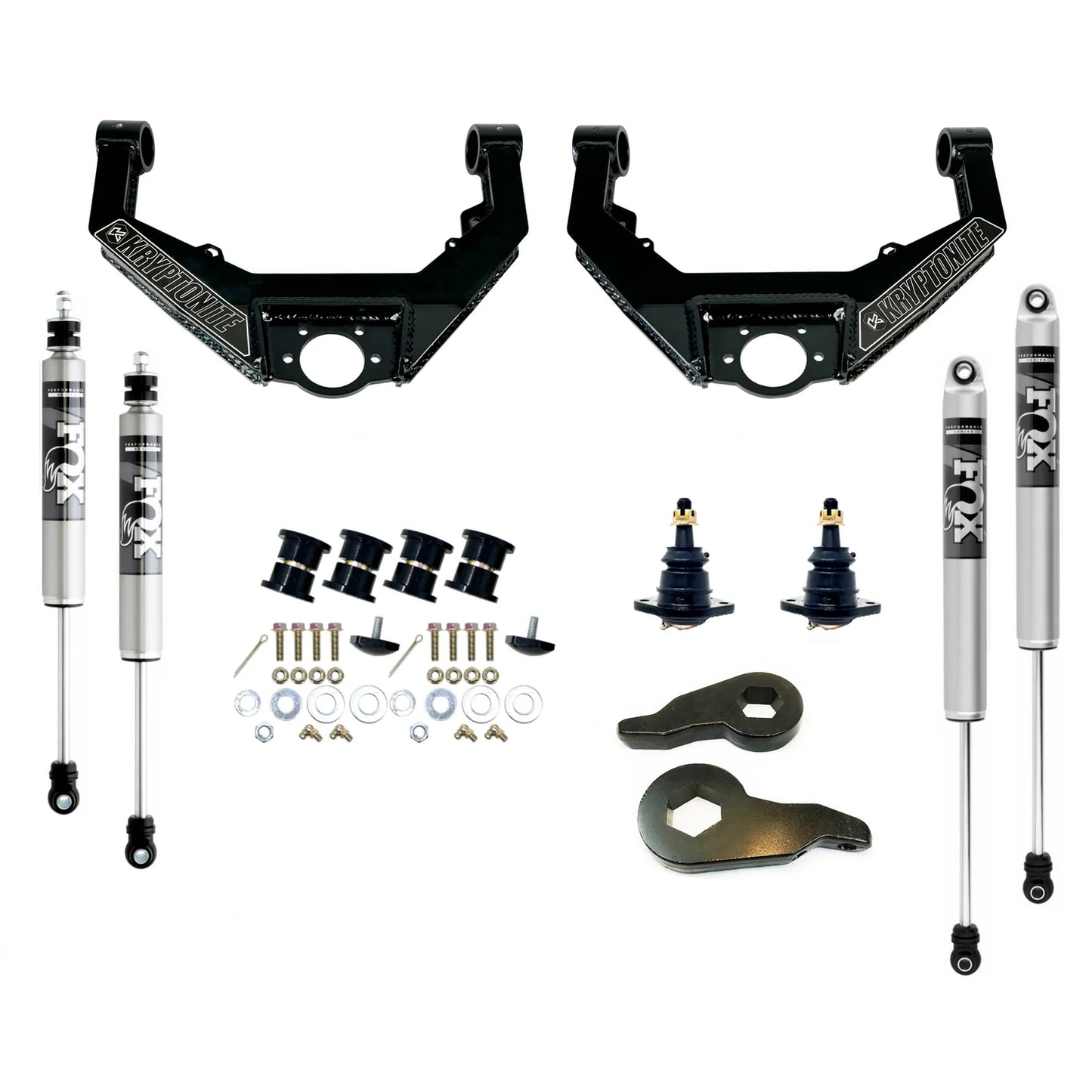 KRYPTONITE STAGE 3 LEVELING KIT WITH FOX SHOCKS FOR 2001–2010 CHEVY/GMC HD TRUCKS & 2002–2009 HUMMER H2