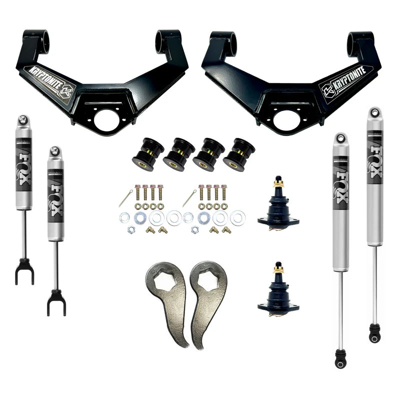 KRYPTONITE STAGE 3 LEVELING KIT WITH FOX SHOCKS FOR 2011–2019 CHEVY/GMC 2500HD/3500HD
