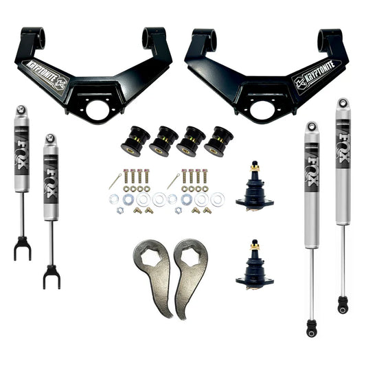 KRYPTONITE STAGE 3 LEVELING KIT WITH FOX SHOCKS FOR 2011–2019 CHEVY/GMC 2500HD/3500HD