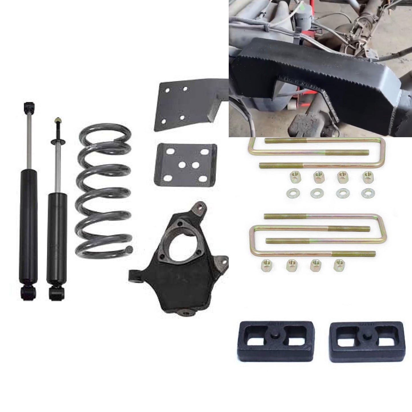 1999-2006 Silverado/Sierra 4/9-4/10 lowering kits with underbed notch